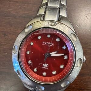 FOSSIL Blue Watch - women’s watch with red face